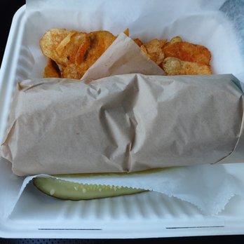 Joey Nova's Pizzeria  - wrapped sandwich w....bbq kettle chips & a pickle spear - Pizza Near Me - Excelsior, Minnesota