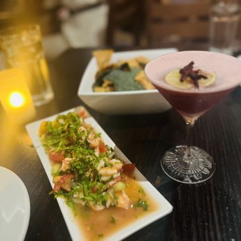 La Cosecha Bar + Restaurant - Ceviche and Hibiscus alcoholic drink with gin. - Spanish Near Me - Paso Robles, California La Cosecha Bar + Restaurant - Ceviche and Hibiscus alcoholic drink with gin. - Spanish Near Me - Paso Robles, California