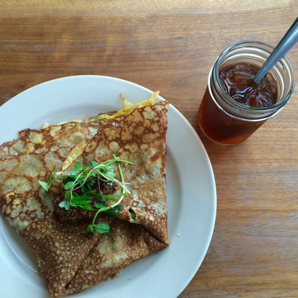 Bradbury's - Crepe and tiny iced tea. Not sure why it's in this teeny mason jar but hey, hipsters will be hipsters. - Coffee & Tea Near Me - Madison, Wisconsin Bradbury's - Crepe and tiny iced tea. Not sure why it's in this teeny mason jar but hey, hipsters will be hipsters. - Coffee & Tea Near Me - Madison, Wisconsin