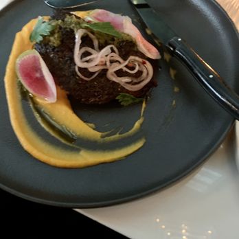 Mariposa - Chipotle rubbed short rib with sweet potato puree - Tapas/Small Plates Near Me - Charlotte, North Carolina Mariposa - Chipotle rubbed short rib with sweet potato puree - Tapas/Small Plates Near Me - Charlotte, North Carolina
