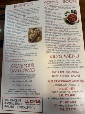 Menu photo 1 El Comal Taqueria And Grill Phoenix, OR Menu photo 1 El Comal Taqueria And Grill Phoenix, OR