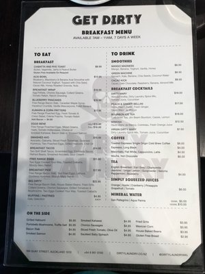 Menu photo 3 Dirty Laundry Auckland, AUK