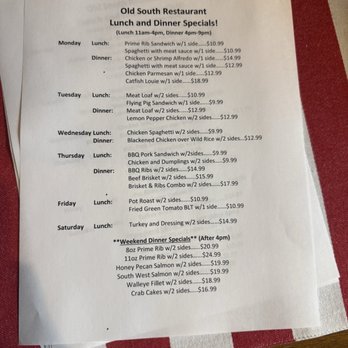 Old South Restaurant - Specials - American Near Me - Russellville, Arkansas Old South Restaurant - Specials - American Near Me - Russellville, Arkansas