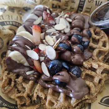 Loving Seed - Loving waffle: plant based waffle woth bananas, strawberries, blueberries, almonds, and nutella. - Juice Bars & Smoothies Near Me - Kingsburg, California Loving Seed - Loving waffle: plant based waffle woth bananas, strawberries, blueberries, almonds, and nutella. - Juice Bars & Smoothies Near Me - Kingsburg, California