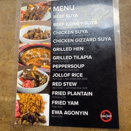 Menu of everything they sell Menu of everything they sell