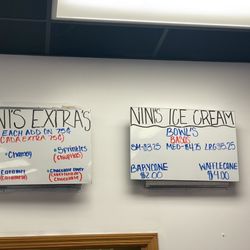 Nini’s Ice Cream - Menus