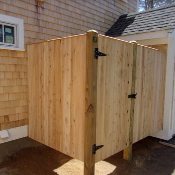 All Cape Fence - Cedar board, tongue and groove, shower enclosure - Fences & Gates Near Me - South Dennis, Massachusetts All Cape Fence - Cedar board, tongue and groove, shower enclosure - Fences & Gates Near Me - South Dennis, Massachusetts
