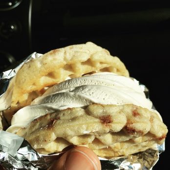 The Custard Hut - Hot Cinnamon waffle custard sandwich - Ice Cream & Frozen Yogurt Near Me - Dearborn Heights, Michigan The Custard Hut - Hot Cinnamon waffle custard sandwich - Ice Cream & Frozen Yogurt Near Me - Dearborn Heights, Michigan