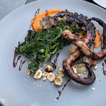 Shaker + Spear - Charred Octopus, Hazelnut Romesco Rapini - Seafood Near Me - Seattle, Washington Shaker + Spear - Charred Octopus, Hazelnut Romesco Rapini - Seafood Near Me - Seattle, Washington
