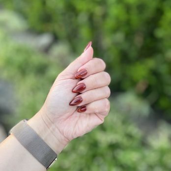 Nails Charm - Loving this sexy fall shade in cat eye . Amy did a super job with the French tip effect. Pedi with Julie service - Nail Salons Near Me - Orange, California Nails Charm - Loving this sexy fall shade in cat eye . Amy did a super job with the French tip effect. Pedi with Julie service - Nail Salons Near Me - Orange, California