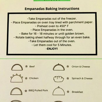Luciana's Kitchen - Empanada Options-2021 and cooking directions inserted with order - Empanadas Near Me - Northbrook, Illinois Luciana's Kitchen - Empanada Options-2021 and cooking directions inserted with order - Empanadas Near Me - Northbrook, Illinois