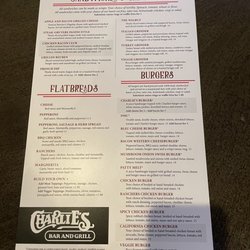 Charlie's Bar & Grill - Menu 10/2022