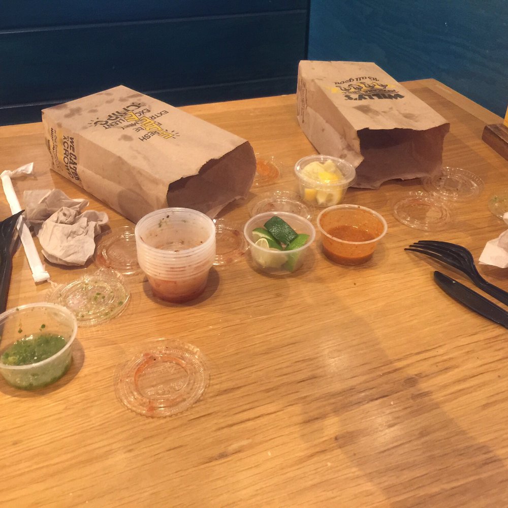 Willy's Mexicana Grill - Pic 3: did a few more rounds of salsa & chips, sauce cups stacked up high, mouth burning from hot chili - Tex-Mex Near Me - Atlanta, Georgia Willy's Mexicana Grill - Pic 3: did a few more rounds of salsa & chips, sauce cups stacked up high, mouth burning from hot chili - Tex-Mex Near Me - Atlanta, Georgia