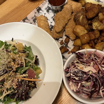Hunter Gather - Pemberton bowl, kids chicken and smashed potatoes, side of cabbage - Barbeque Near Me - Whistler, British Columbia Hunter Gather - Pemberton bowl, kids chicken and smashed potatoes, side of cabbage - Barbeque Near Me - Whistler, British Columbia