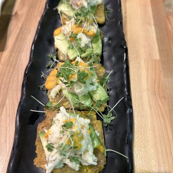 Ohana sushi Kendall - Appetizer: Blue Crab tostones (absolutely delicious!) - Sushi Bars Near Me - Miami, Florida Ohana sushi Kendall - Appetizer: Blue Crab tostones (absolutely delicious!) - Sushi Bars Near Me - Miami, Florida