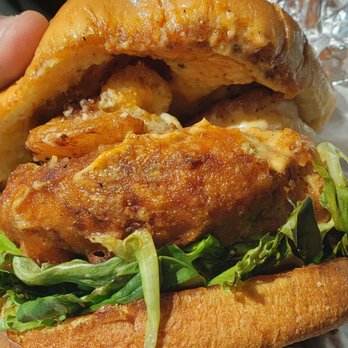 My Mama's Kitchen - "Krabby Patty" Crabcake Sandwich topped w/ Grilled Shrimp (October 12th 2020 Weekly Special) - Barbeque Near Me - Norfolk, Virginia