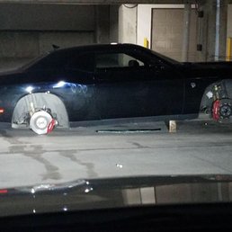 Too much crime in parking garage. Stolen tires. Too much crime in parking garage. Stolen tires.