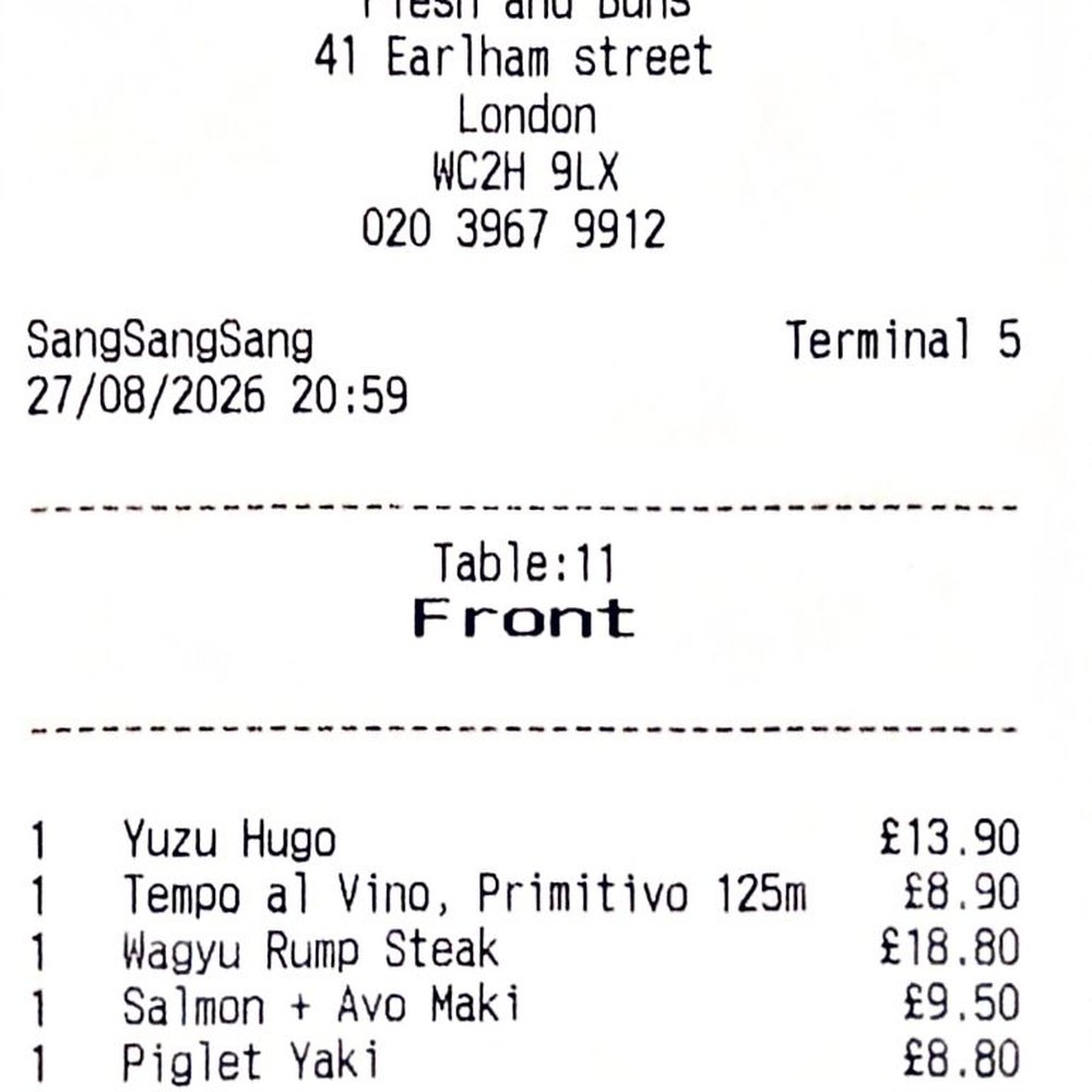Flesh & Buns - Receipt - Japanese Near Me - London, XGL Flesh & Buns - Receipt - Japanese Near Me - London, XGL