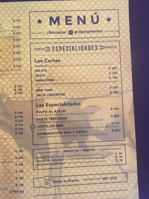 Menu photo 7 El Pargo y La Vaca Mazatlán, SIN