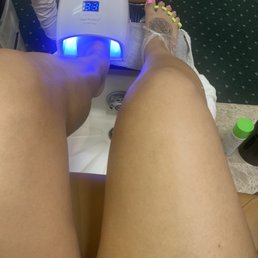 Pink gel pedicure