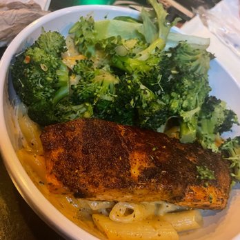 Trap City Cafe - Salmon and broccoli Alfredo - Salad Near Me - Atlanta, Georgia Trap City Cafe - Salmon and broccoli Alfredo - Salad Near Me - Atlanta, Georgia