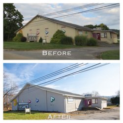 Villa Roller Rink - Before and After. New roof New exterior color