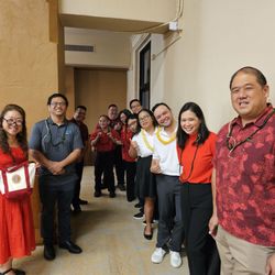 Honolulu Hale - After photos with the City Council, we were first on the agenda to receive a Proclamation! (Note my Maryknoll School bag)