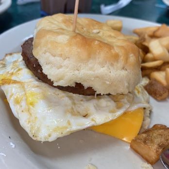 Clary's Cafe - The Georgian Sausage Biscuit - Breakfast & Brunch Near Me - Savannah, Georgia