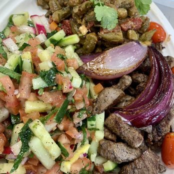 De Babel - Lamb Tikka Dinner Plate, Bamieh (Okra) Side, Chopped Salad Side - Mediterranean Near Me - Scottsdale, Arizona De Babel - Lamb Tikka Dinner Plate, Bamieh (Okra) Side, Chopped Salad Side - Mediterranean Near Me - Scottsdale, Arizona