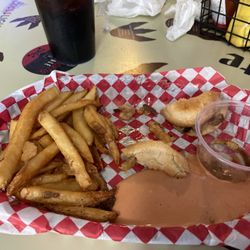 Dinosaur Brew Haus - French dip with fries.