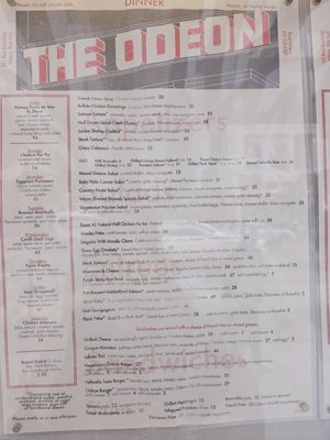 Menu photo 1 The Odeon New York, NY Menu photo 1 The Odeon New York, NY