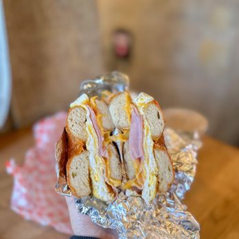 Copper Star Coffee - Jalapeño cheddar bagel sandwich with honey ham - Coffee & Tea Near Me - Phoenix, Arizona
