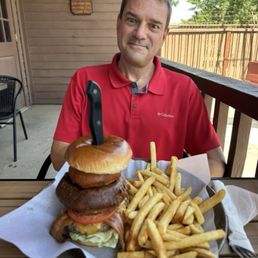 Nice seating on the patio with the HUGE Cowboy Burger