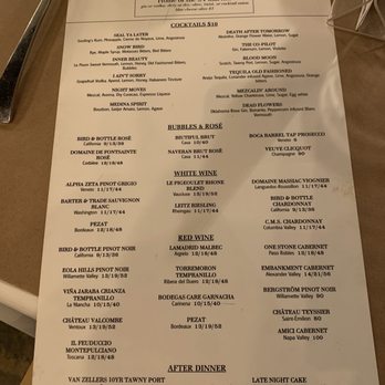 Bird and Bottle - Menu from April 2022 - New American Near Me - Tulsa, Oklahoma