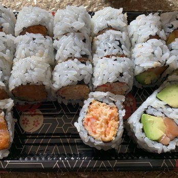 Sushi Haru - Left to right:  spicy salmon, spicy crab, salmon avocado - Sushi Bars Near Me - Kansas City, Missouri
