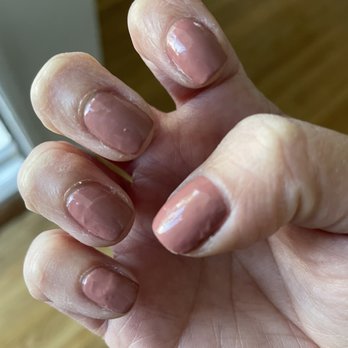 Jazzy's Nails Spa - Gel residue left on the nails and painted over. Look at the pinky and ring fingers. - Nail Salons Near Me - Whittier, California