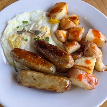 Stacks Pancake House - Over medium eggs, Home Fried Potatoes, and nice girthy Link Sausages. - Breakfast & Brunch Near Me - Dana Point, California Stacks Pancake House - Over medium eggs, Home Fried Potatoes, and nice girthy Link Sausages. - Breakfast & Brunch Near Me - Dana Point, California