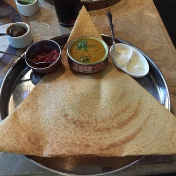 Swagat - Masala dosa with sambar and tomato and coconut chutneys - Indian Near Me - Hillsboro, Oregon