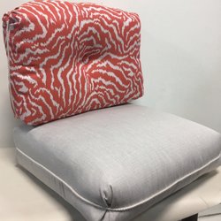 2 piece deeps seating patio replacement cushions featuring Fabricut and Sunbrella fabrics.