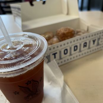 Parlor Doughnuts - Iced cafe Americano. Doughnut bites and sandy beach doughnuts. - Donuts Near Me - St. Augustine, Florida