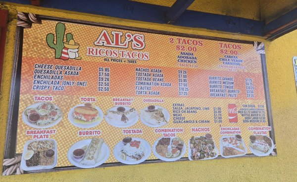 Menu photo 1 Al's Ricos Tacos Fresno, CA