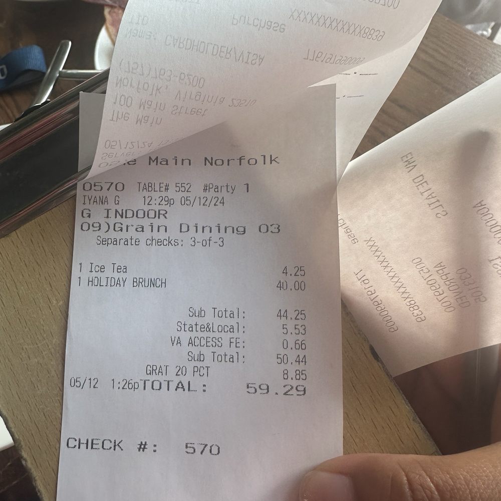 Grain - Receipt - Beer Gardens Near Me - Norfolk, Virginia