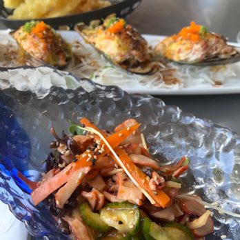 Zen Sushi - Spicy octopus salad and Baked Mussel - Sushi Bars Near Me - Dana Point, California Zen Sushi - Spicy octopus salad and Baked Mussel - Sushi Bars Near Me - Dana Point, California