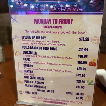 La Esquina Restaurant - Lunch Specials - Mexican Near Me - Davie, Florida