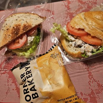 Corner Bakery Cafe - Half tuna and half chicken salad sandwich w/ potato chips - Salad Near Me - Pasadena, California