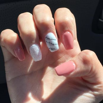 CLASSY NAILS - Marble nail with sugar accent - Waxing Near Me - Morgan Hill, California