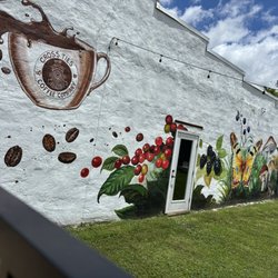 Cross Ties Coffee Company - Outdoor courtyard wall mural.