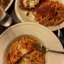 Luciani's Italian Restaurant - Pasta Creations (angel hair, pink sauce, chicken) and Chicken Parmigiana Hero