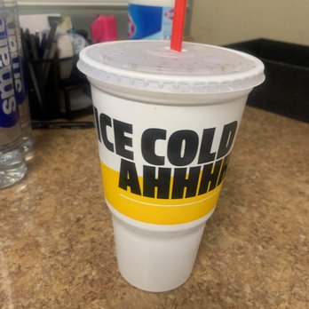 Carl's Jr - a cold drink in a plastic cup - Burgers Near Me - Paso Robles, California