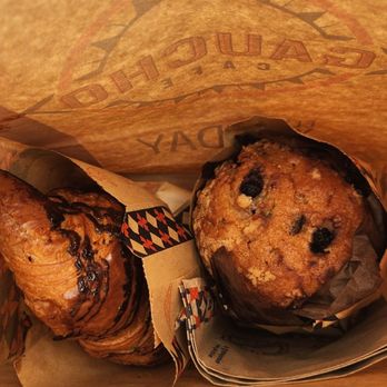Gaucho Cafe - (Left) chocolate croisant (right) blueberry muffin - Cafes Near Me - Long Beach, California Gaucho Cafe - (Left) chocolate croisant (right) blueberry muffin - Cafes Near Me - Long Beach, California